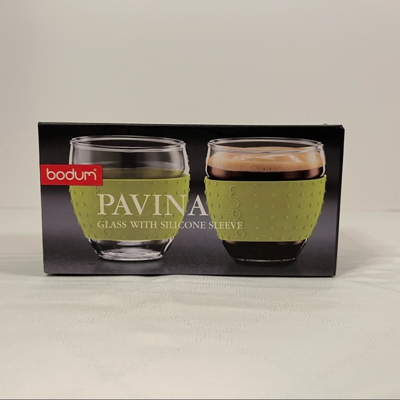 Bodum Pavina glasses with silicone sleeves espresso cups 3oz green - Picture 2 of 5